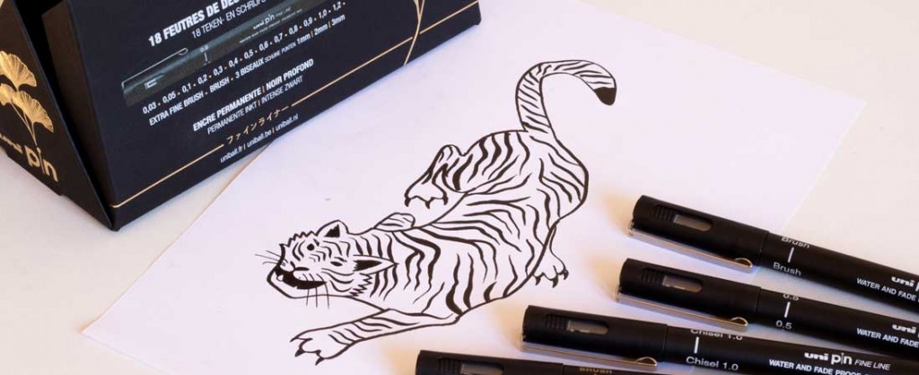 Een tijger tekenen met Uni Pun stiften
