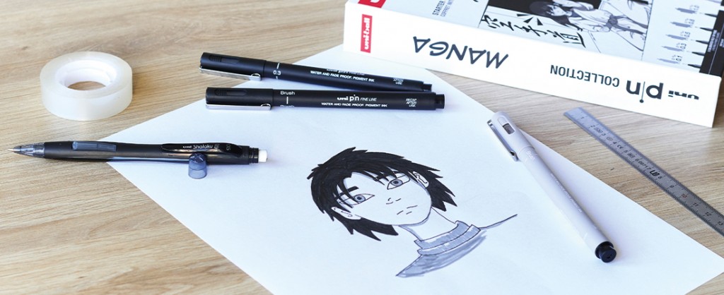 Teken een portret met de Uni Pin Manga kennismakingskoffer
