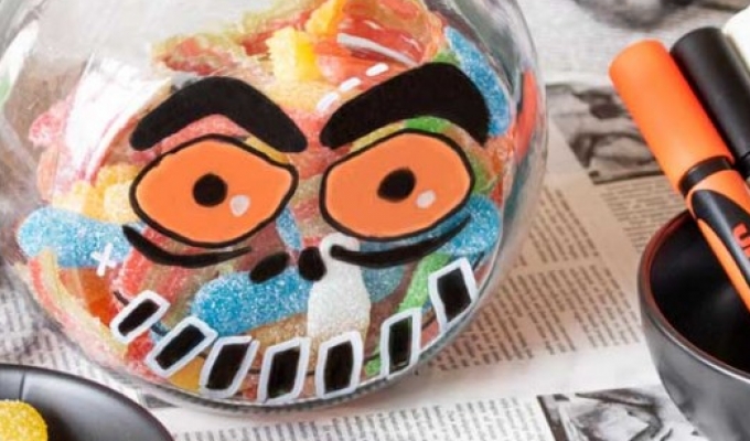 Een snoeppot versieren met Chalk krijtmarkers
