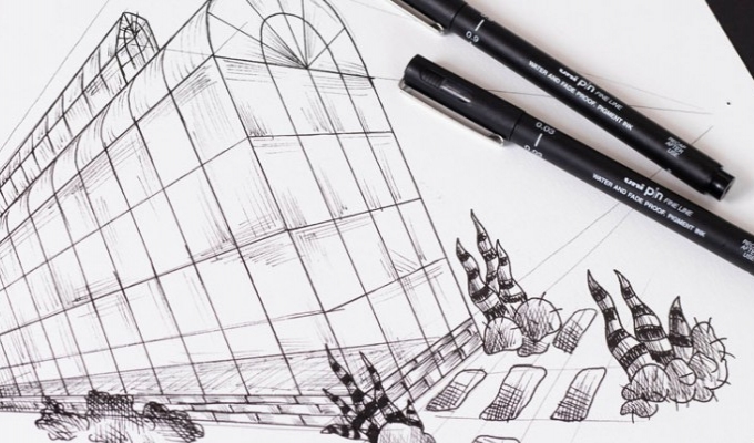 Tekentutorial: leer met Uni Pin een gebouw in perspectief tekenen