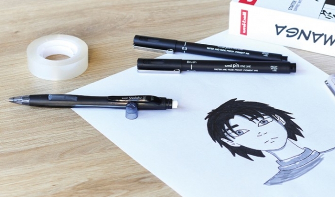 Teken een portret met de Uni Pin Manga kennismakingskoffer