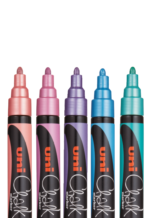 Nieuwe <br> metallic kleuren <br> voor CHALK krijtstiften 
